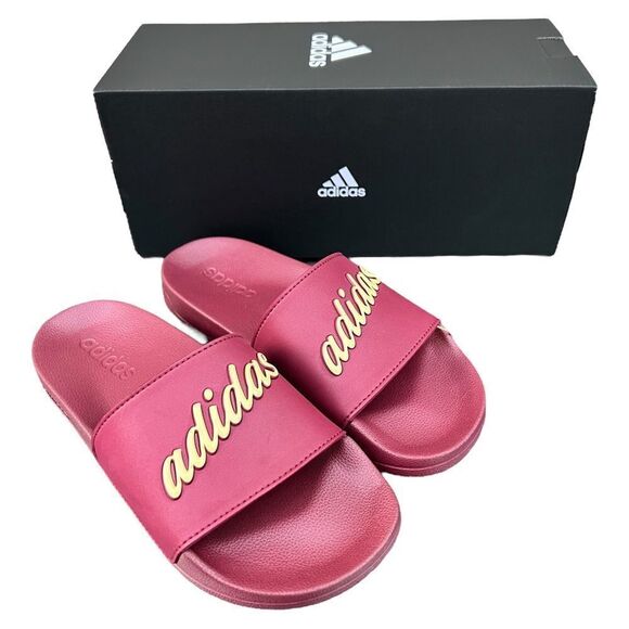 adidas ADILETTE SHOWER SLIDES Red/Sandy Beige Sandal - Picture 12 of 15